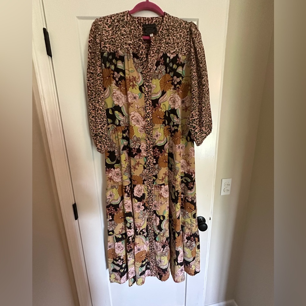 Johnny Was Multicolor Floral Long Sleeve Dress